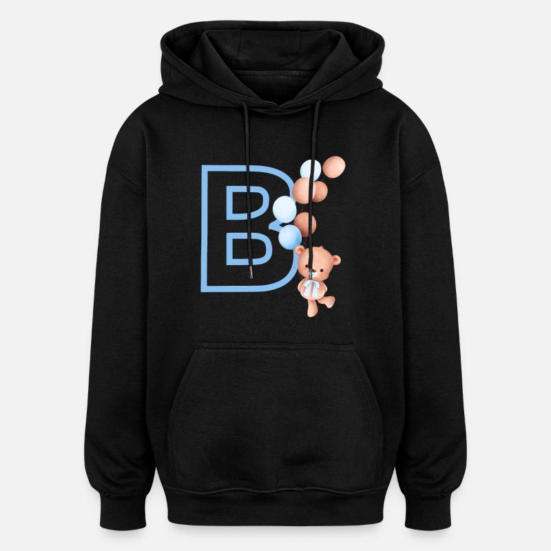 Letter b blue bear - Oversized Unisex Hoodie - black