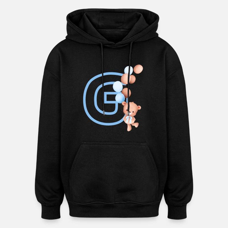 Lettre g bleue ours - Sweat à capuche oversize unisexe - noir