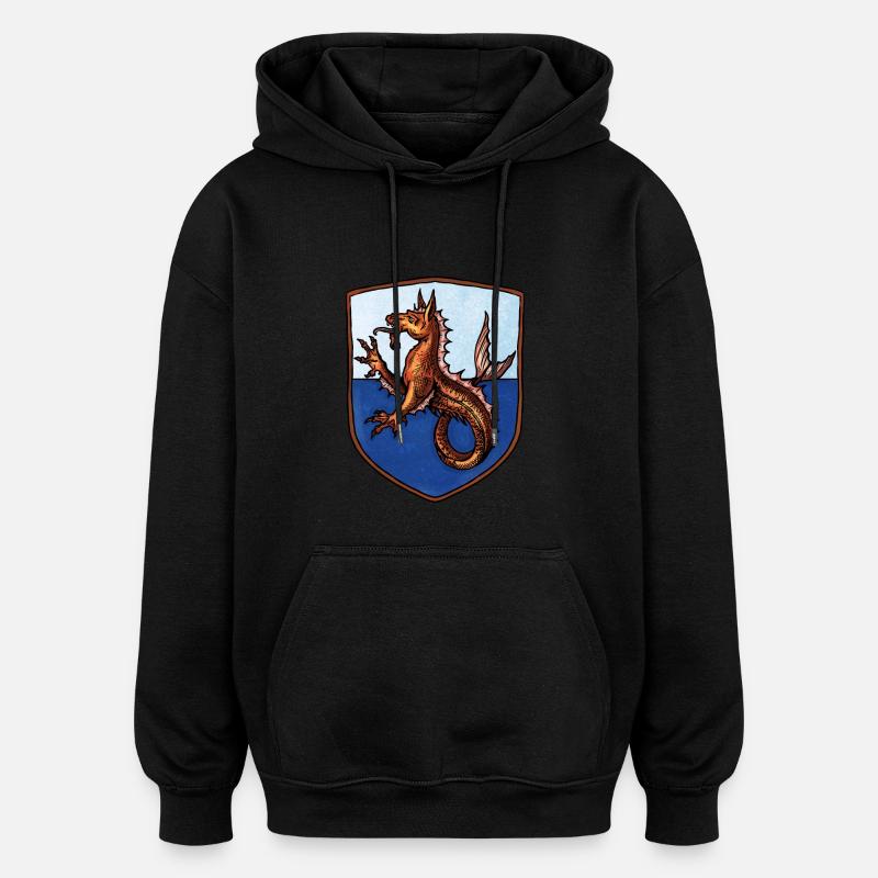 Wappen Kelpie Seepferd - Oversized Unisex Hoodie - Schwarz