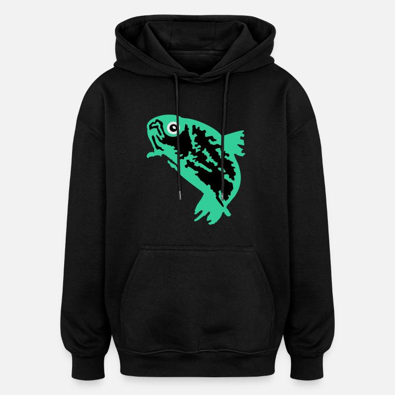 truite (3c) - Sweat à capuche oversize unisexe - noir