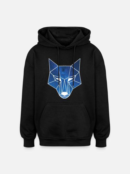 White wolf and starry sky - Oversized Unisex Hoodie - black