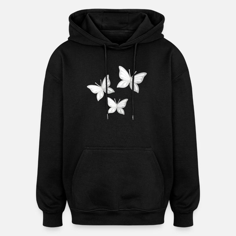 Schmetterling; Schmetterling - Oversized Unisex Hoodie - Schwarz