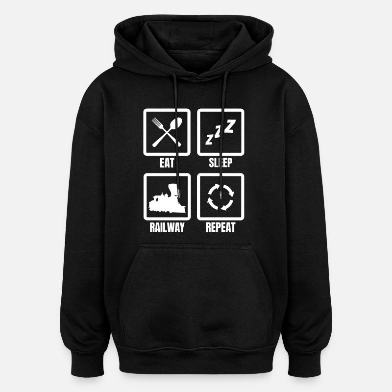 Eat Sleep Train Repeat - Oversized Unisex Hoodie - black