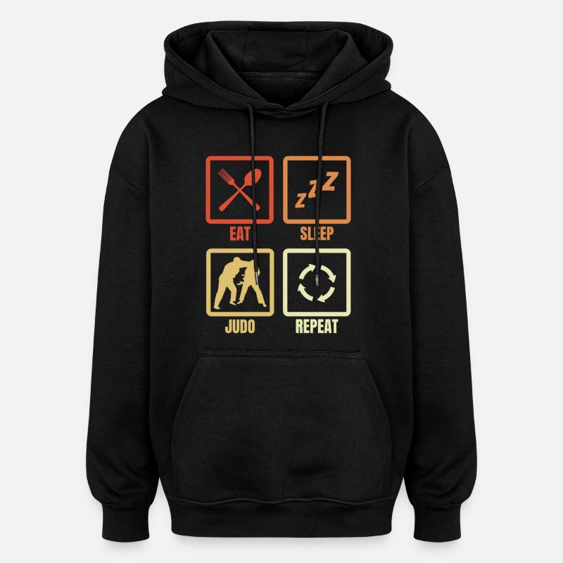 Manger Dormir Judo Répéter - Sweat à capuche oversize unisexe - noir