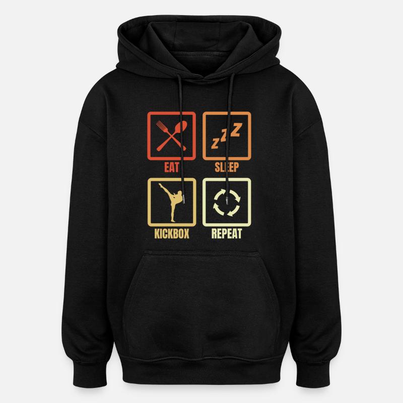 Eating Sleeping Kickboxing Repeat - Oversized Unisex Hoodie - black