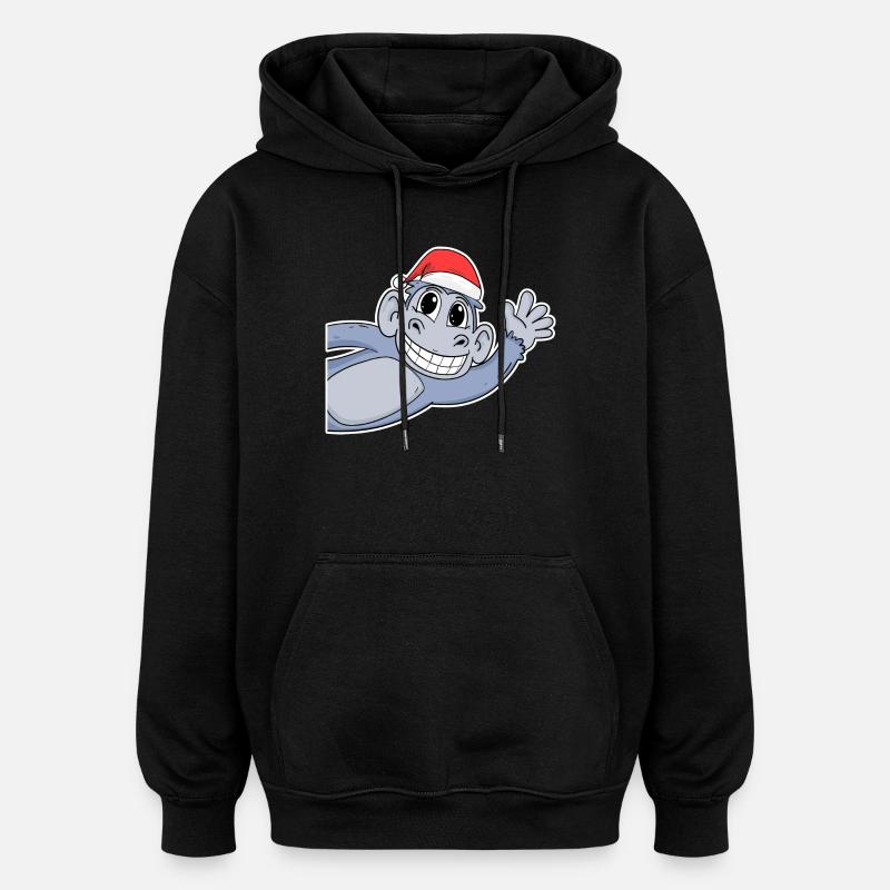 Affe Weihnachten - Oversized Unisex Hoodie - Schwarz