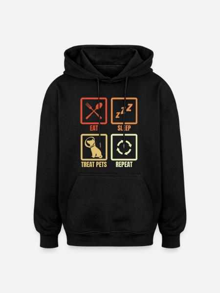 Eating Sleeping Treating Animals - Oversized Unisex Hoodie - black