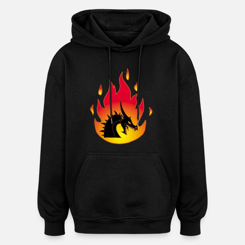 Dragon de feu - Sweat à capuche oversize unisexe - noir
