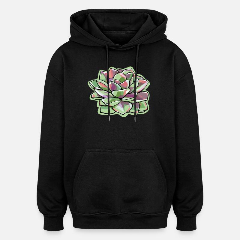 Echeveria Fat Leaf Rosette Succulente - Sweat à capuche oversize unisexe - noir