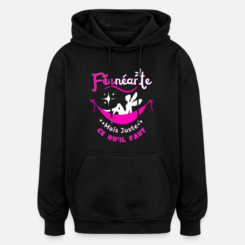 Nichts-Fee, aber genau richtig - Oversized Unisex Hoodie - Schwarz