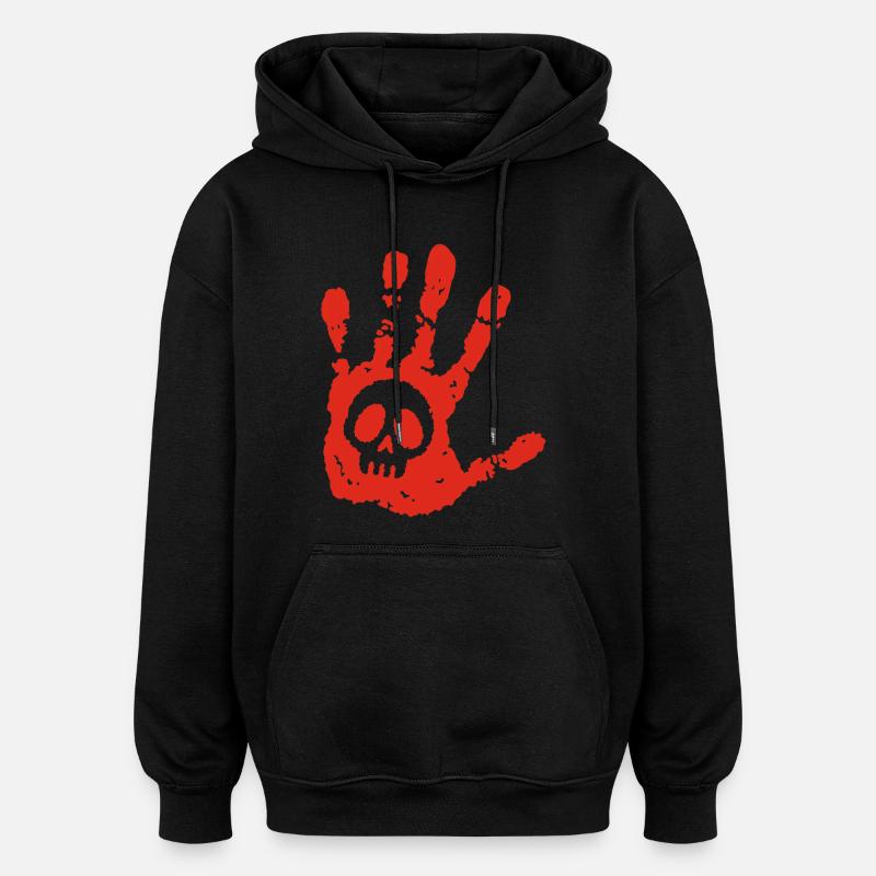 Crâne et empreinte sanglante - Sweat à capuche oversize unisexe - noir
