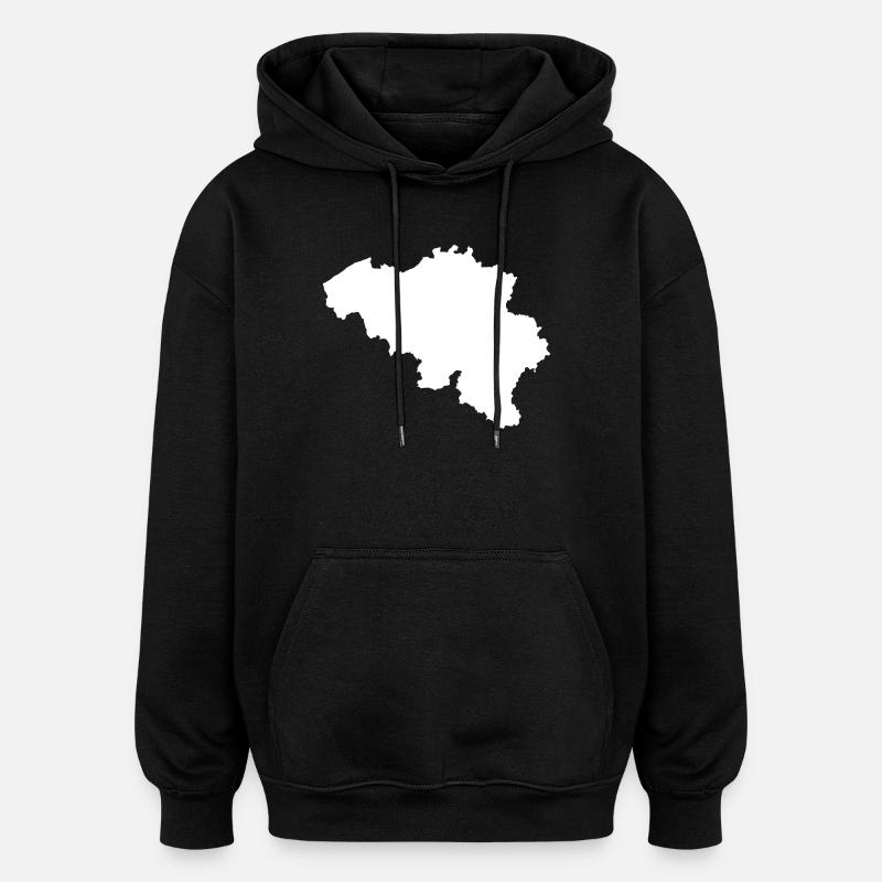 Silhouette du pays belge - Sweat à capuche oversize unisexe - noir