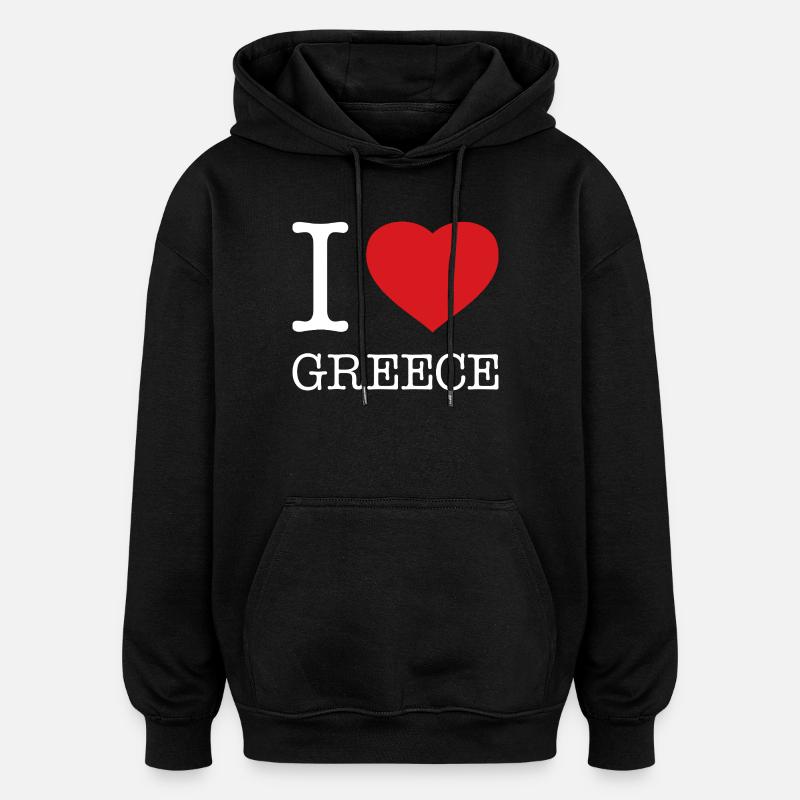 J’adore la Grèce - Sweat à capuche oversize unisexe - noir