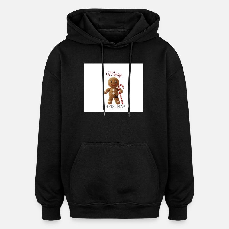 Lebkuchenmann mit Zuckerstange - Oversized Unisex Hoodie - Schwarz