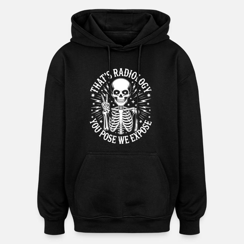 Skeleton Peace Radiology Logo - Sweat à capuche oversize unisexe - noir
