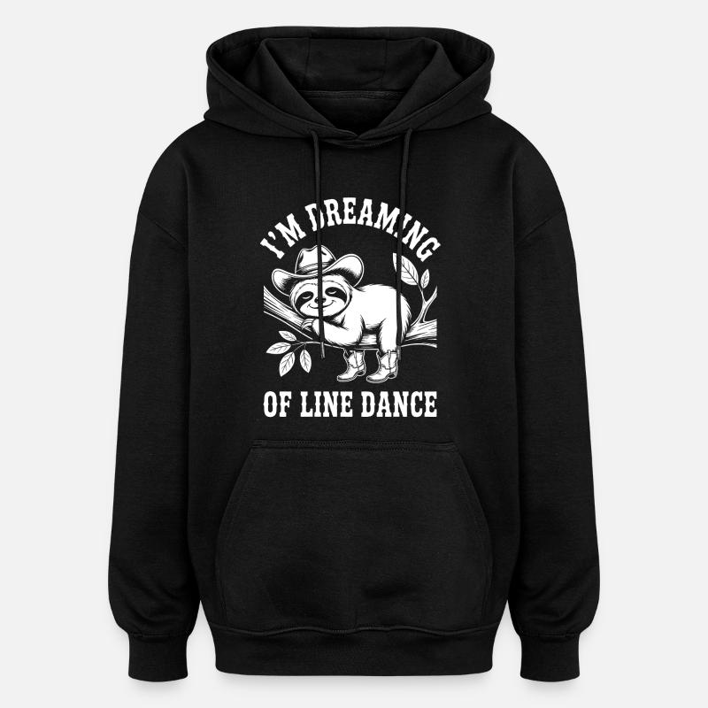 Sloth Cowboy Dancing Line Dance - Oversized Unisex Hoodie - black