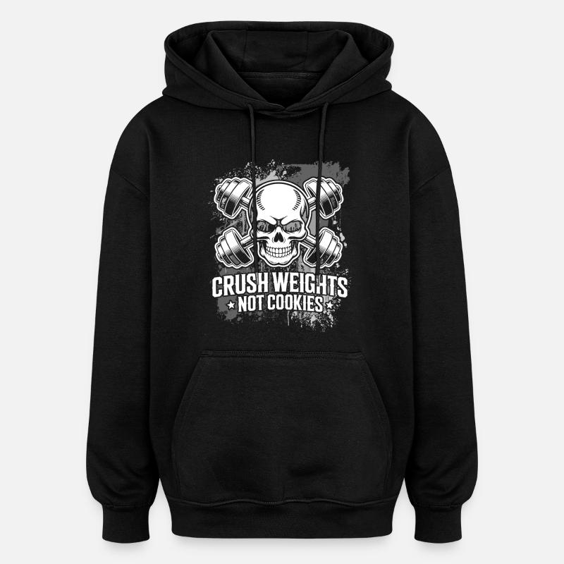 Crush Weights Gym uten sukker - Oversized unisex-hettegenser - svart