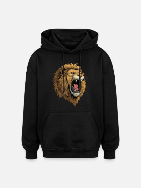 Lion's head roaring - Oversized Unisex Hoodie - black