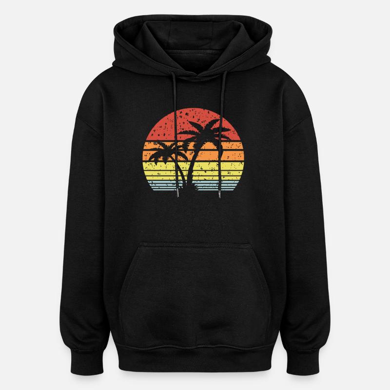 Palme Retro Sonne - Oversized Unisex Hoodie - Schwarz