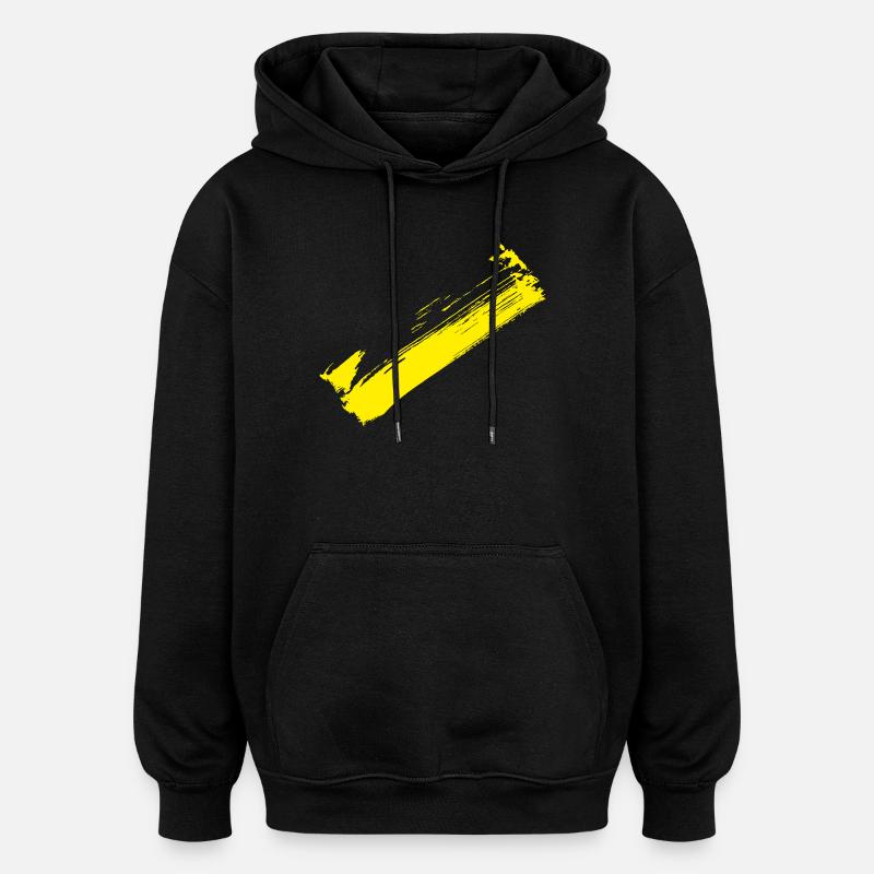 Bande style pinceau - Jaune diagonale - Sweat à capuche oversize unisexe - noir