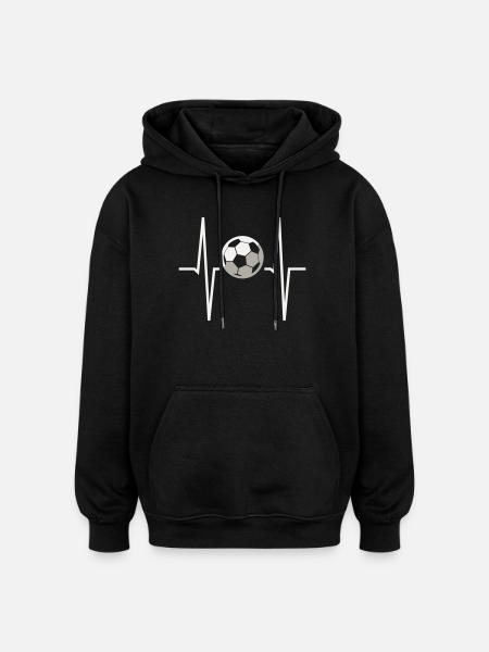 Fußball-Herzfrequenz-EKG Herzfrequenzmonitor Fußballfan - Oversized Unisex Hoodie - Schwarz