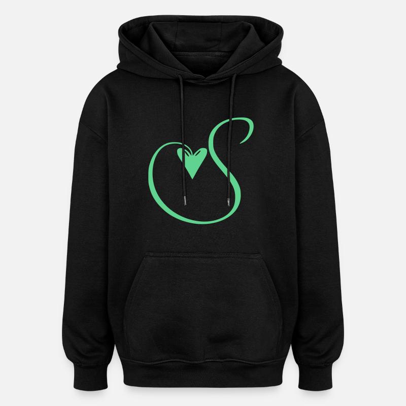 Monogramme S Cœur Vigne - Sweat à capuche oversize unisexe - noir