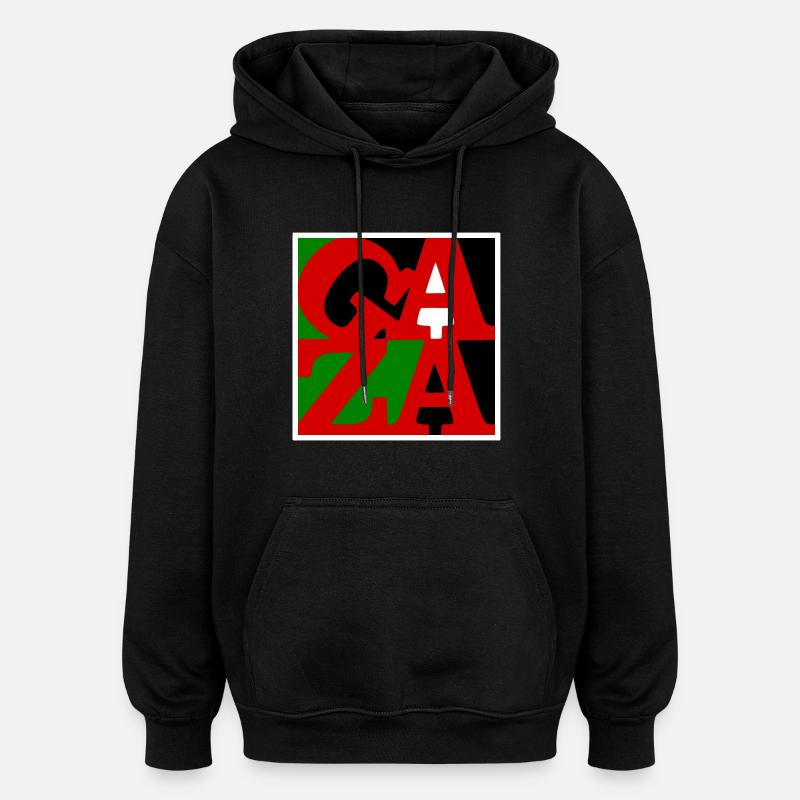 Gaza - Sweat à capuche oversize unisexe - noir
