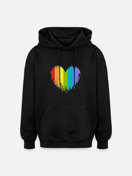 LGBT Heart - Oversized Unisex Hoodie - black