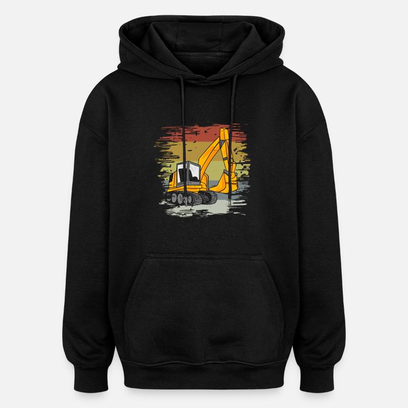Bagger Baustelle Retro - Oversized Unisex Hoodie - Schwarz