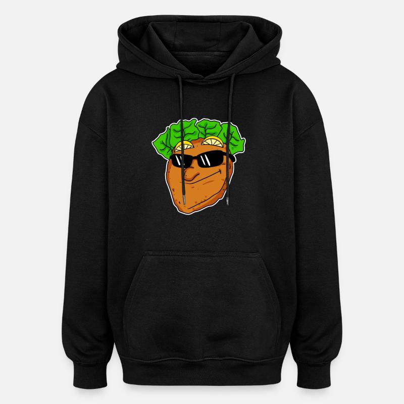 Cool schnitzel with sunglasses - Oversized Unisex Hoodie - black