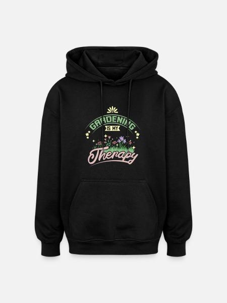Gardening is my therapy - Oversized Unisex Hoodie - black