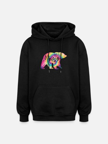 Tie Dye Mama Bear - Oversized Unisex Hoodie - black