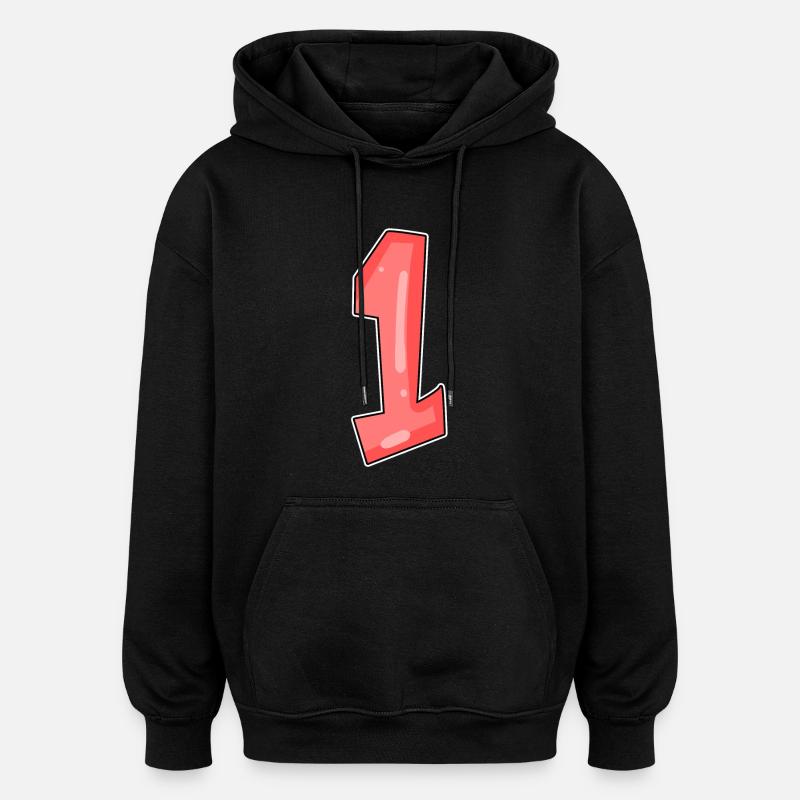1 rouge - Sweat à capuche oversize unisexe - noir