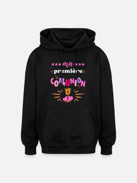 Ma Premiere Communion Fille - Sweat à capuche oversize unisexe - noir