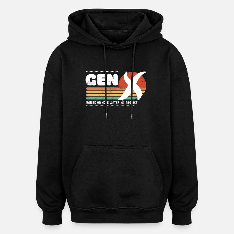 Gen X sunset - Blanc - Sweat à capuche oversize unisexe - noir