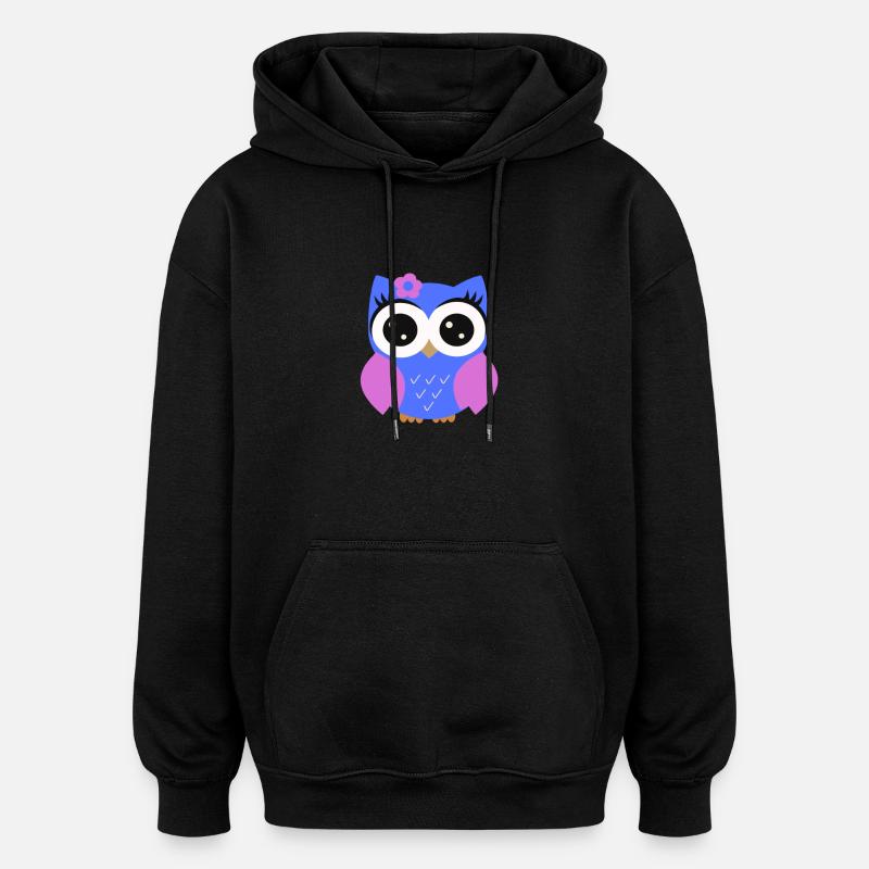 Eule lila blau - Oversized Unisex Hoodie - Schwarz