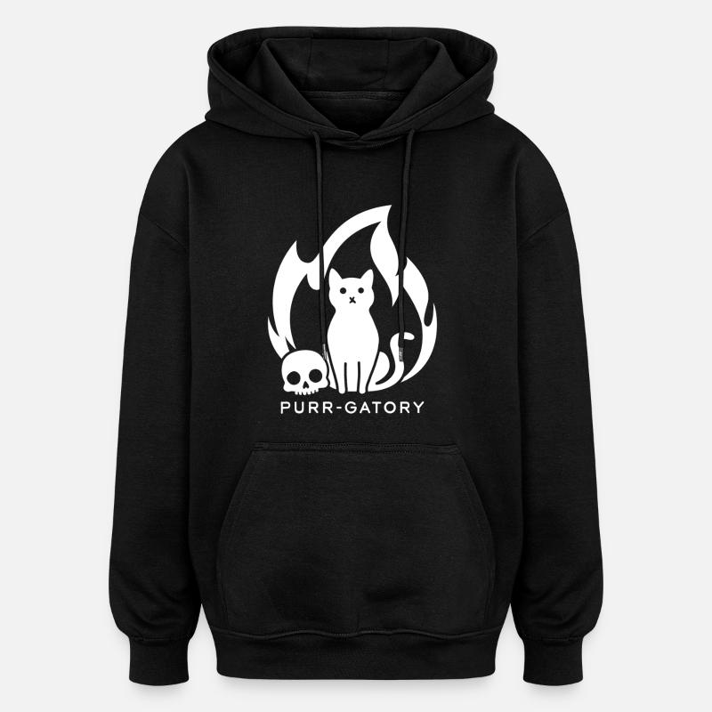 Blanc ronronnant - Sweat à capuche oversize unisexe - noir