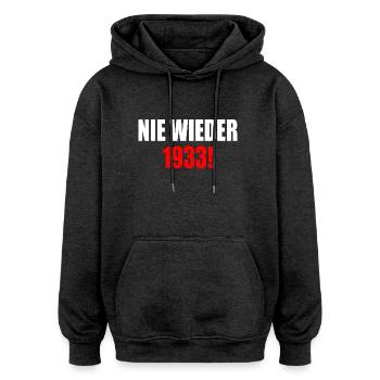 Never again 1933 - Oversized Unisex Hoodie - charcoal grey - Front - Noah (186cm)