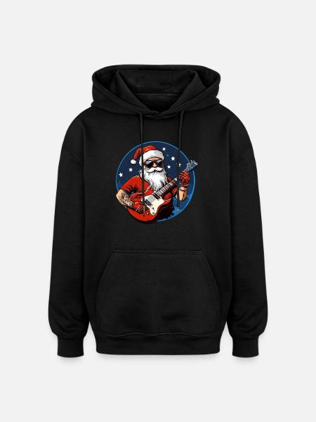Christmas Guitarist - Oversized Unisex Hoodie - black