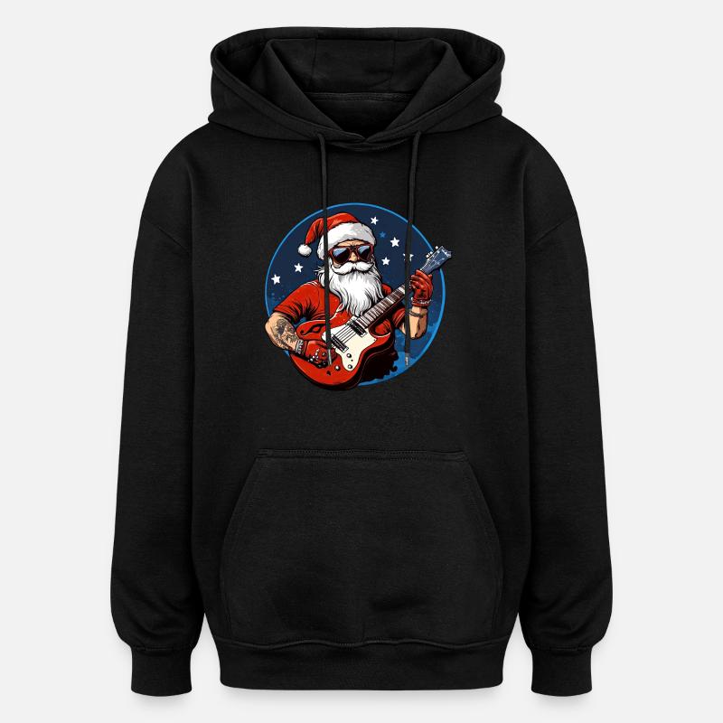 Guitariste de Noël - Sweat à capuche oversize unisexe - noir