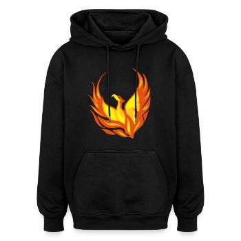 Feuervogel Phönix Flammen Federn - Oversized Unisex Hoodie - Schwarz - Vorne - Noah (186cm)