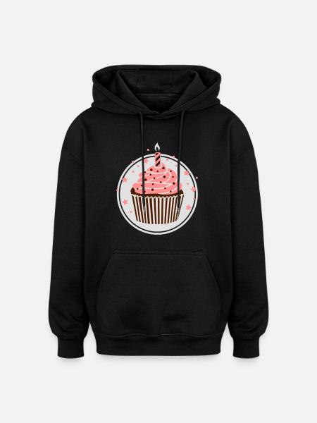 Muffin with candle - Oversized Unisex Hoodie - black