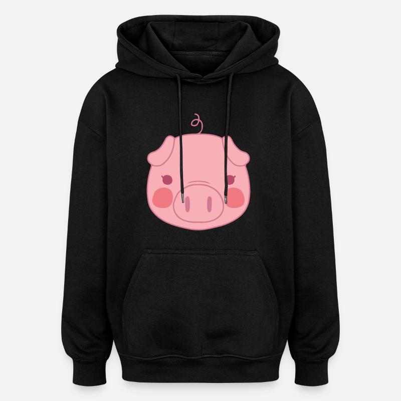Schwein - Oversized Unisex Hoodie - Schwarz