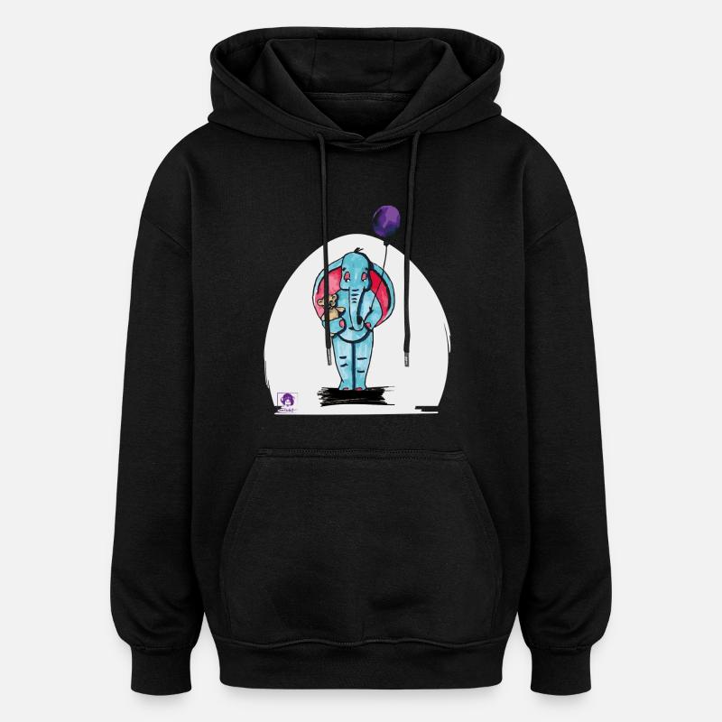 Elie l'éléphant - Sweat à capuche oversize unisexe - noir