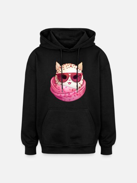 Kawaii påskägg med öron och solglasögon Roligt - Oversized luvtröja unisex - svart