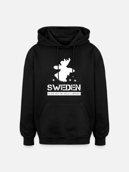 Sweden Elk - Oversized Unisex Hoodie - black