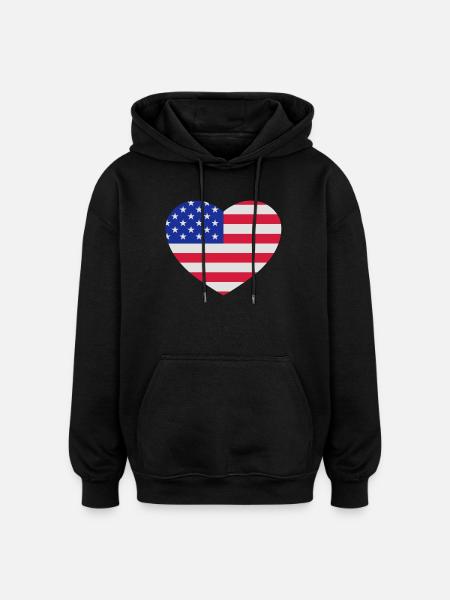 American heart - Oversized Unisex Hoodie - black