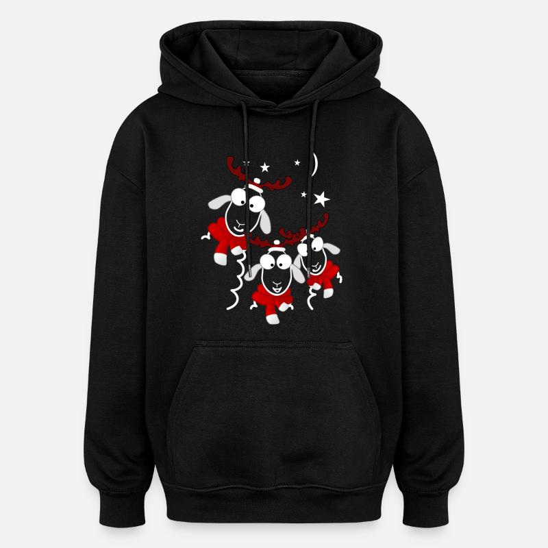 Rennes de Noël - Sweat à capuche oversize unisexe - noir