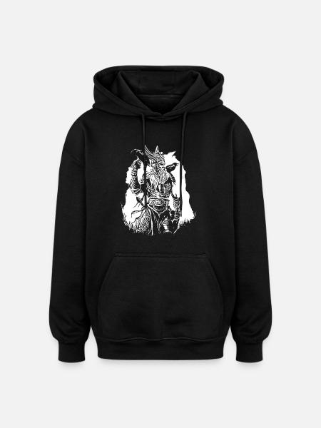 Vikings with ravens - Oversized Unisex Hoodie - black