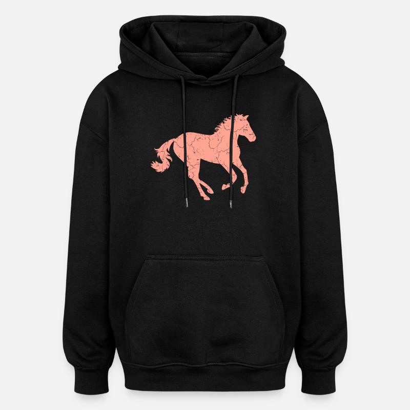 Cheval au galop - Sweat à capuche oversize unisexe - noir